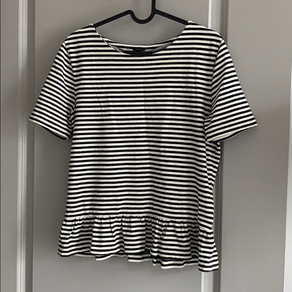 Jcrew striped knit peplum tee